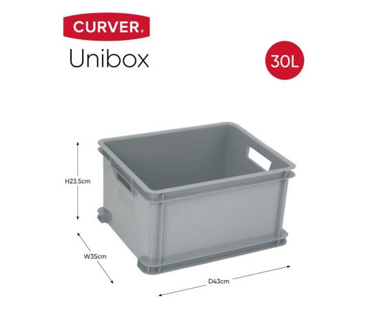 Curver cutie de depozitare unibox, 30 l, gri, mărime l, 3 image
