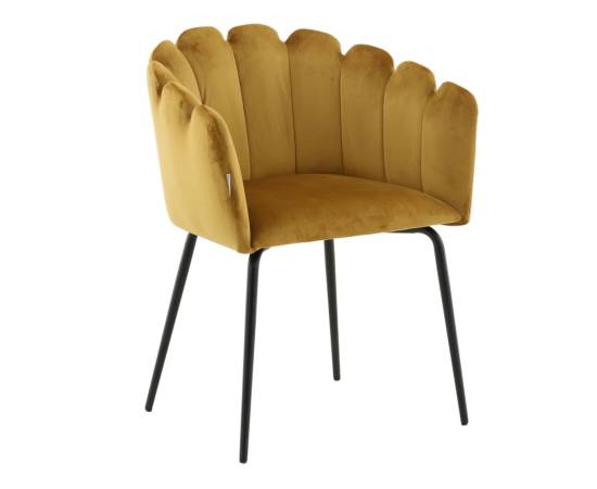 Venture home scaun de sufragerie „limhamn”, negru și galben, catifea, 9 image