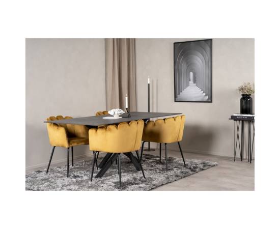 Venture home scaun de sufragerie „limhamn”, negru și galben, catifea, 11 image