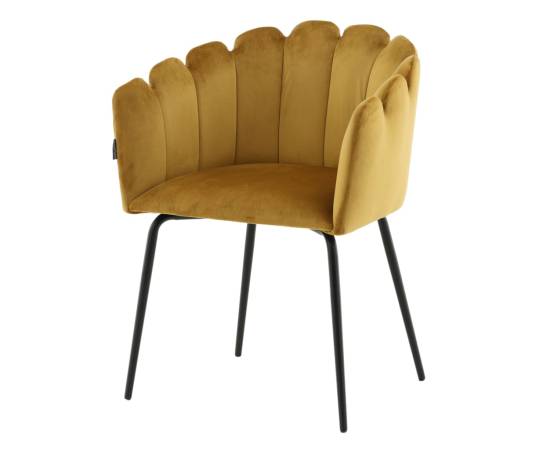 Venture home scaun de sufragerie „limhamn”, negru și galben, catifea, 2 image