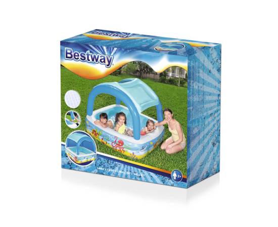 Bestway piscină de joacă cu baldachin, albastru, 140x140x114 cm, 52192, 11 image