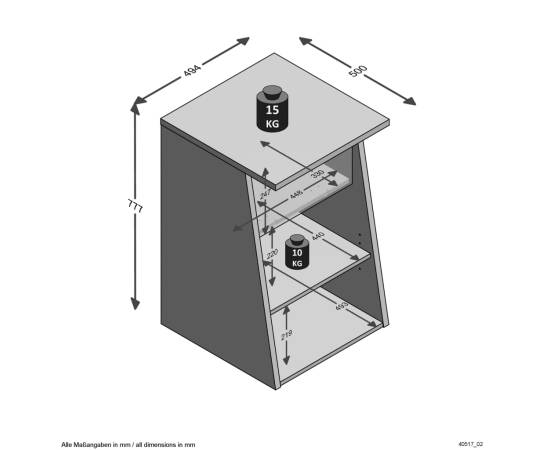 Fmd masă gaming cu 2 compartimente deschise antracit 49,4x50x77,7 cm, 5 image