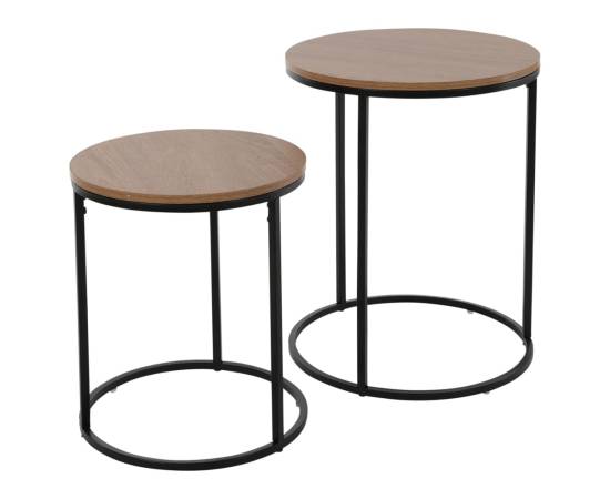 H&s collection set masă laterală, 2 piese, cu blat lemn, natural/negru