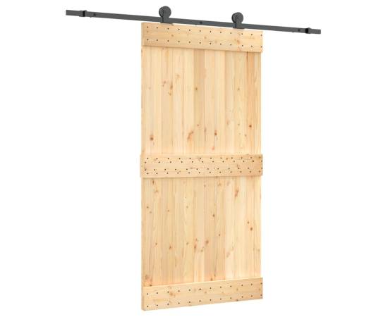 Ușă glisantă cu set feronerie, 100x210 cm, lemn masiv de pin, 2 image