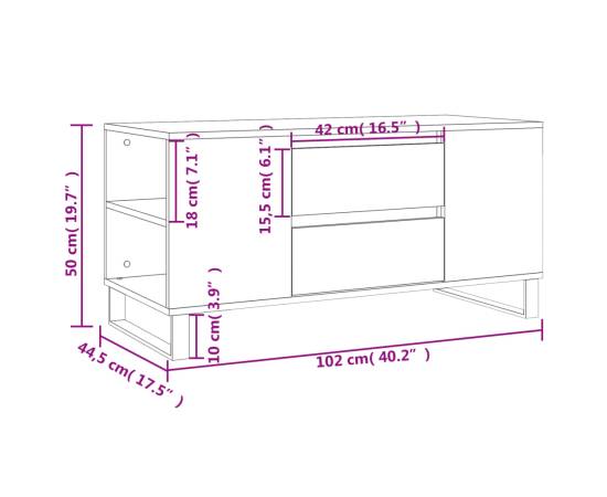 Măsuță de cafea, alb extralucios, 102x44,5x50cm, lemn prelucrat, 11 image