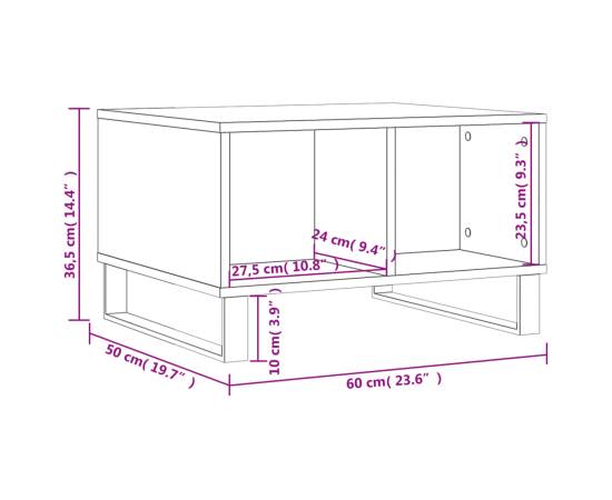 Măsuță de cafea, stejar fumuriu, 60x50x36,5 cm, lemn compozit, 9 image