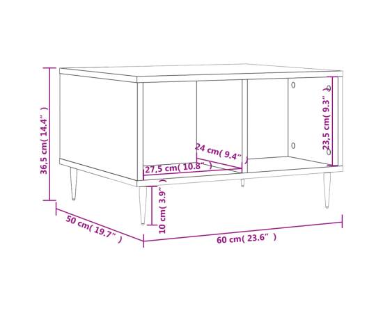 Măsuță de cafea, stejar maro, 60x50x36,5 cm, lemn compozit, 9 image