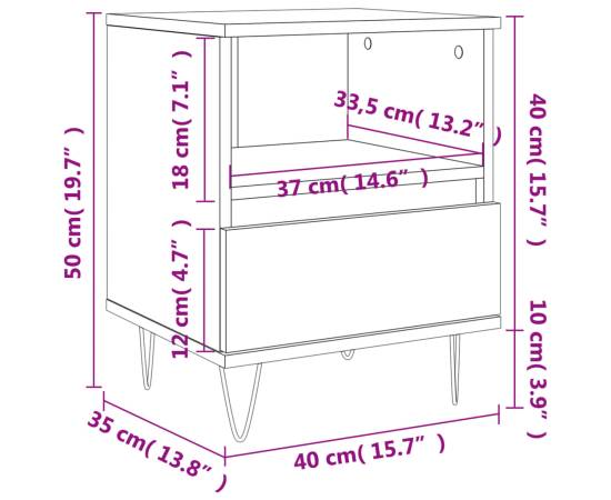 Noptieră, stejar maro, 40x35x50 cm, lemn compozit, 11 image