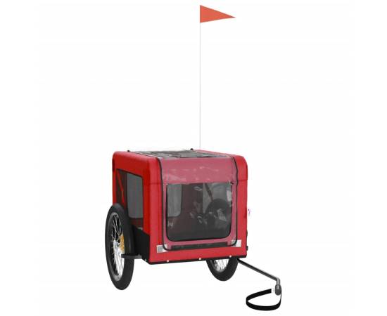 Remorcă de bicicletă câini roșu&negru textil oxford&fier, 4 image
