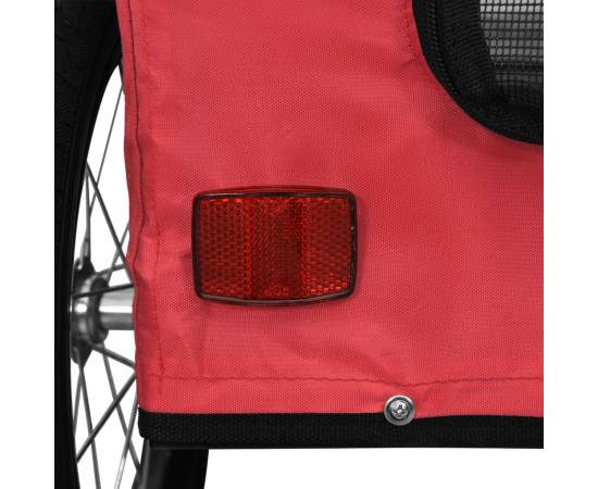 Remorcă de bicicletă pentru câini, roșu, textil oxford&fier, 11 image