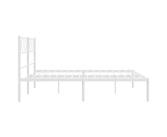 Cadru de pat metalic cu tăblie, alb, 135x190 cm, 6 image