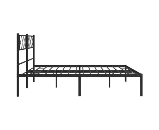 Cadru de pat metalic cu tăblie, negru, 193x203 cm, 6 image
