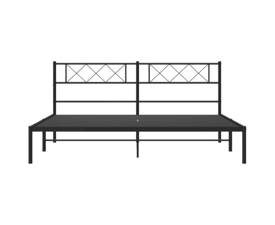 Cadru de pat metalic cu tăblie, negru, 193x203 cm, 4 image