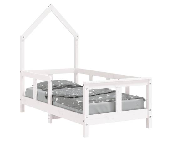 Cadru de pat pentru copii, alb, 70x140 cm, lemn masiv de pin, 2 image