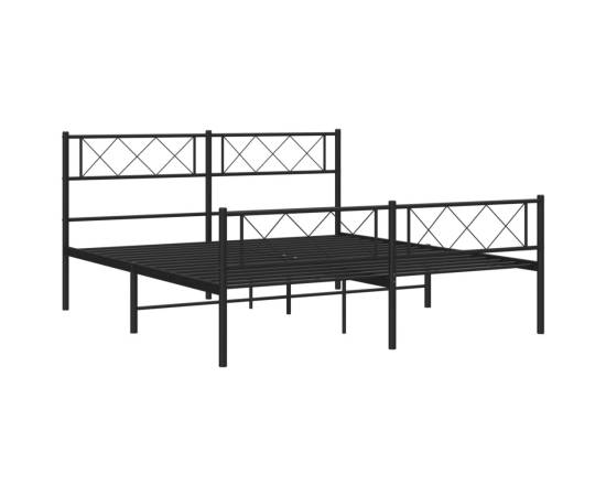 Cadru pat metalic cu tăblie de cap/picioare, negru, 140x190 cm, 5 image