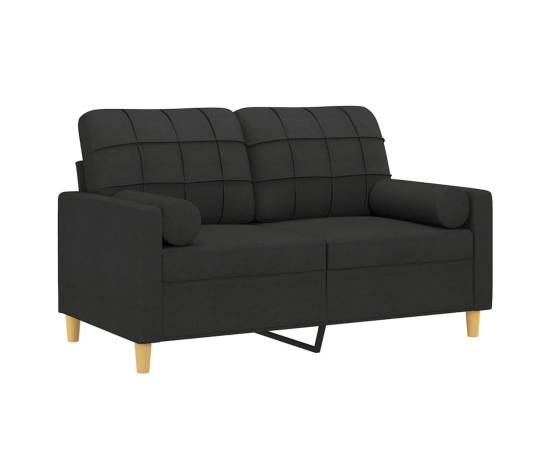 Canapea cu 2 locuri cu pernuțe, negru, 120 cm, textil, 3 image