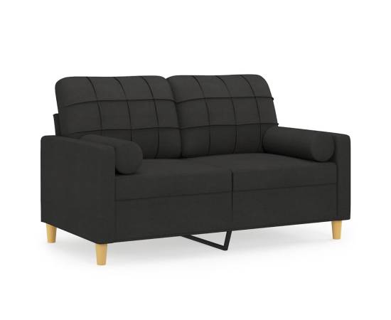 Canapea cu 2 locuri cu pernuțe, negru, 120 cm, textil, 2 image