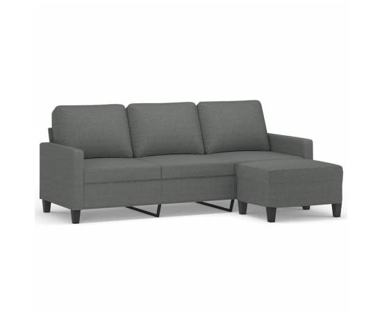 Canapea cu 3 locuri și taburet, gri închis, 180 cm, textil, 2 image