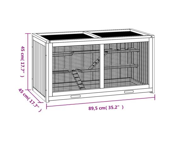 Cușcă pentru hamsteri, 89,5x45x45 cm, lemn masiv de brad, 9 image