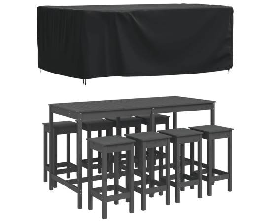Husă mobilier de grădină negru 225x143x90 cm impermeabilă 420d, 2 image