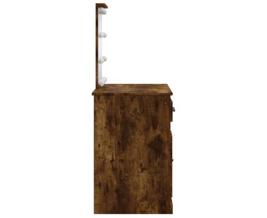Masă de toaletă cu led-uri, stejar fumuriu, 90x42x132,5 cm, 6 image