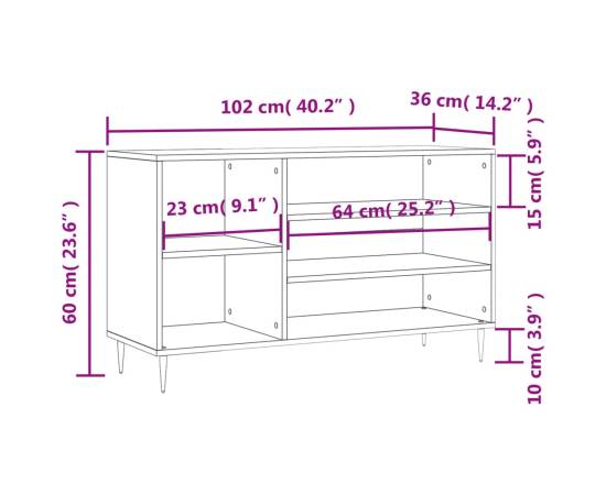 Pantofar, gri sonoma, 102x36x60 cm, lemn prelucrat, 10 image