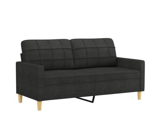 Set de canapele cu perne, 3 piese, negru, textil, 4 image