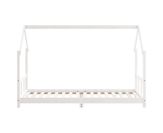 Cadru de pat pentru copii, alb, 90x200 cm, lemn masiv de pin, 4 image