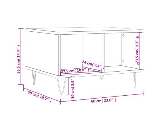 Măsuță de cafea, gri sonoma, 60x50x36,5 cm, lemn compozit, 9 image
