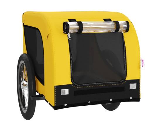 Remorcă de bicicletă câini galben&negru textil oxford&fier, 3 image