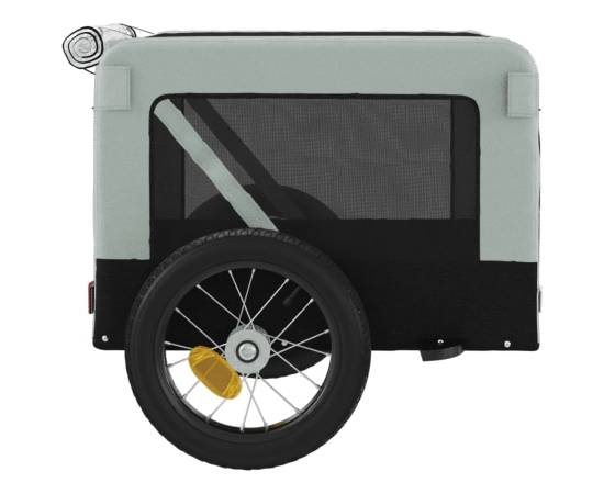 Remorcă de bicicletă câini gri&negru textil oxford&fier, 8 image