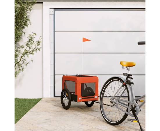 Remorcă de bicicletă câini portocaliu&negru textil oxford&fier