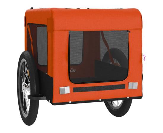 Remorcă de bicicletă câini portocaliu&negru textil oxford&fier, 6 image