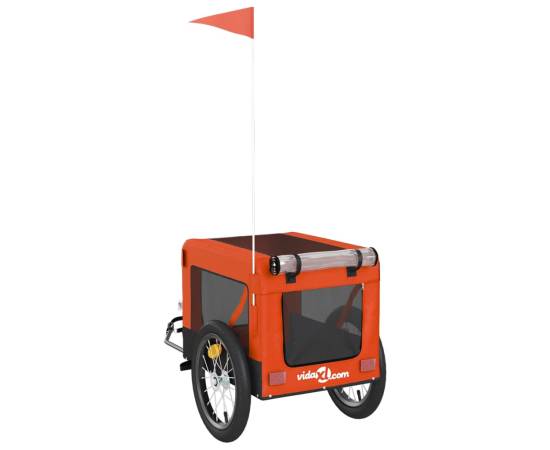 Remorcă de bicicletă câini portocaliu&negru textil oxford&fier, 9 image
