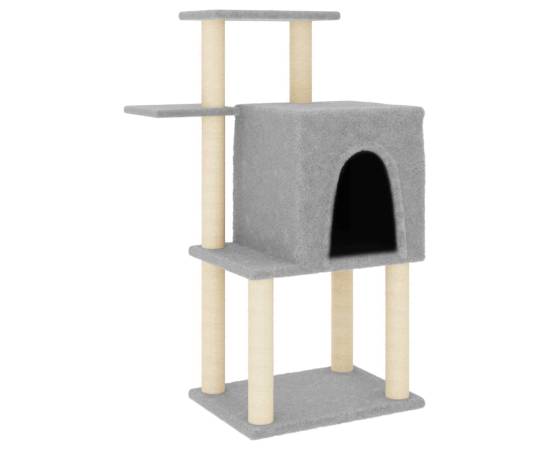 Ansamblu pisici, stâlpi din funie sisal, gri deschis, 97 cm, 2 image