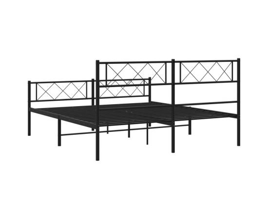 Cadru pat metalic cu tăblie de cap/picioare, negru, 140x200 cm, 7 image