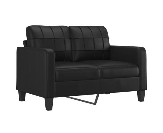 Canapea cu 2 locuri cu pernuțe, negru, 120 cm, piele ecologică, 4 image