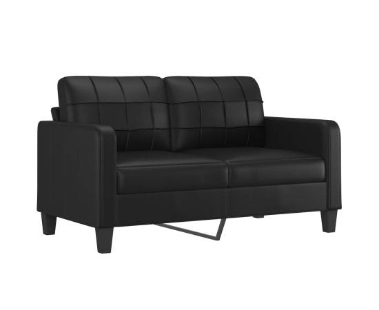 Canapea cu 2 locuri cu pernuțe, negru, 140 cm, piele ecologică, 4 image