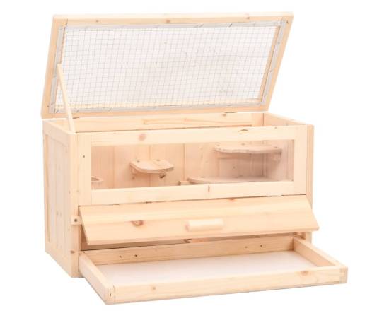 Cușcă pentru hamsteri, 60x30x35 cm, lemn masiv de brad, 3 image