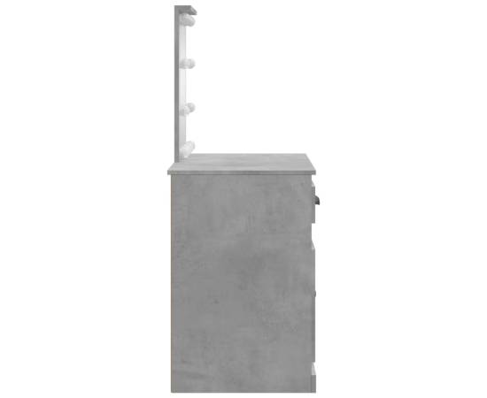 Masă de toaletă cu led-uri, gri beton, 90x42x132,5 cm, 6 image