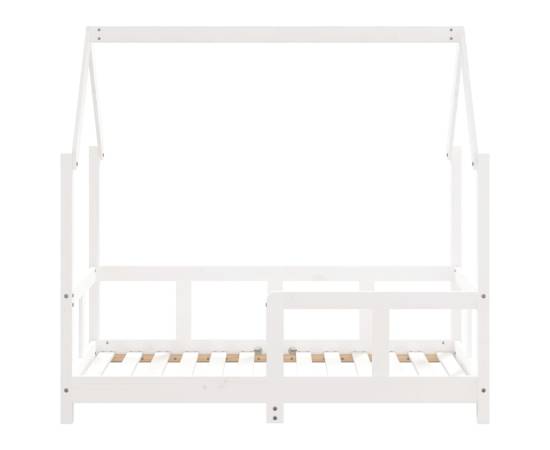 Cadru de pat pentru copii, alb, 70x140 cm, lemn masiv de pin, 4 image
