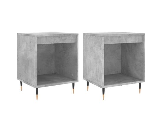 Noptiere, 2 buc., gri beton, 40x35x50 cm, lemn compozit, 2 image