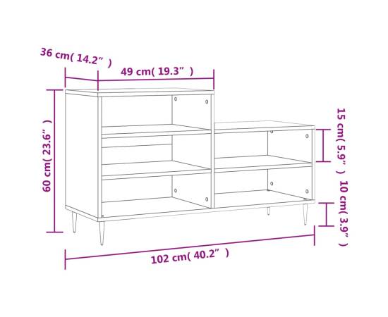 Pantofar, gri sonoma, 102x36x60 cm, lemn prelucrat, 10 image