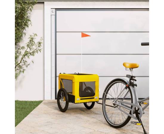 Remorcă de bicicletă câini galben&negru textil oxford&fier