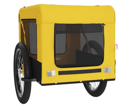 Remorcă de bicicletă câini galben&negru textil oxford&fier, 6 image