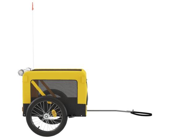 Remorcă de bicicletă câini galben&negru textil oxford&fier, 7 image