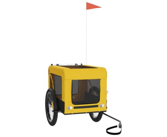 Remorcă de bicicletă câini galben&negru textil oxford&fier, 2 image