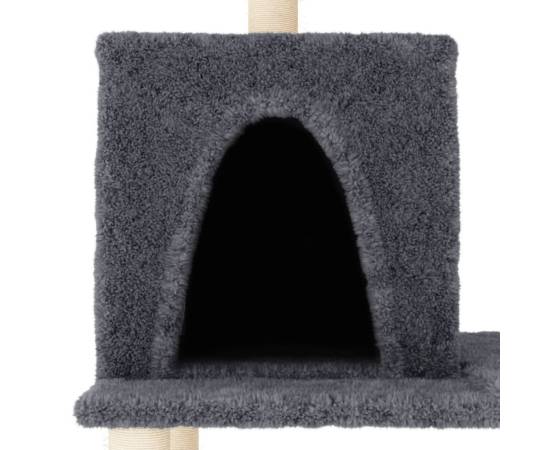 Ansamblu de pisici, stâlpi din funie sisal, gri închis, 167 cm, 5 image