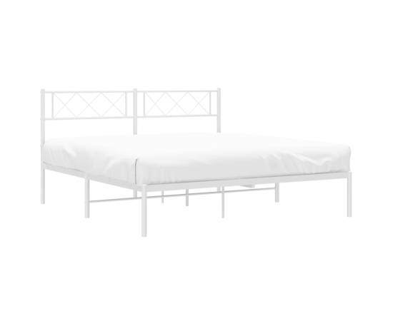 Cadru de pat metalic cu tăblie, alb, 120x190 cm, 3 image