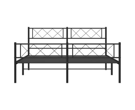 Cadru pat metalic cu tăblie de cap/picioare, negru, 160x200 cm, 4 image